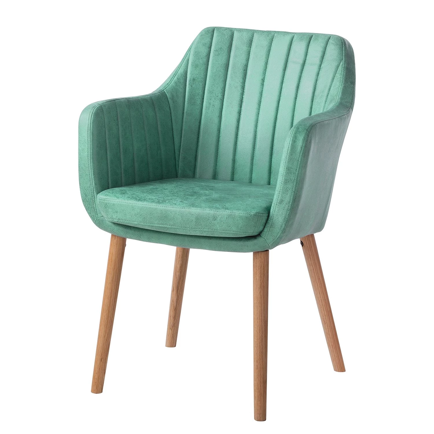 Mørteens Chaise à accoudoirs Leedy IV - Imitation cuir / Chêne massif - Vert menthe - 1 chaise 1 Mørteens Chaise à accoudoirs Leedy IV - Imitation cuir / Chêne massif - Vert menthe - 1 chaise