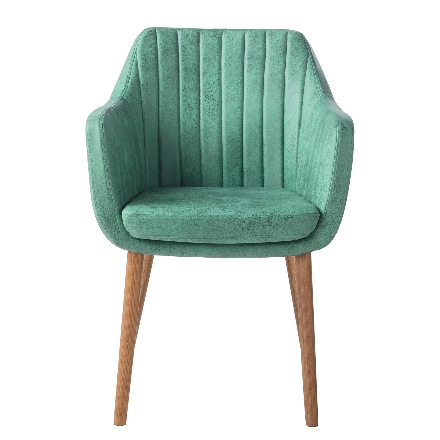 Mørteens Chaise à accoudoirs Leedy IV - Imitation cuir / Chêne massif - Vert menthe - 1 chaise 3 Mørteens Chaise à accoudoirs Leedy IV - Imitation cuir / Chêne massif - Vert menthe - 1 chaise – Image 3