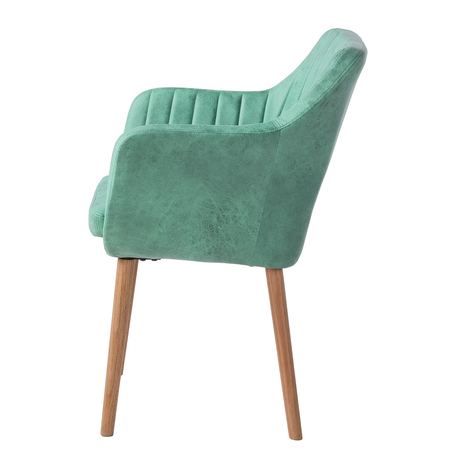 Mørteens Chaise à accoudoirs Leedy IV - Imitation cuir / Chêne massif - Vert menthe - 1 chaise 4 Mørteens Chaise à accoudoirs Leedy IV - Imitation cuir / Chêne massif - Vert menthe - 1 chaise – Image 4