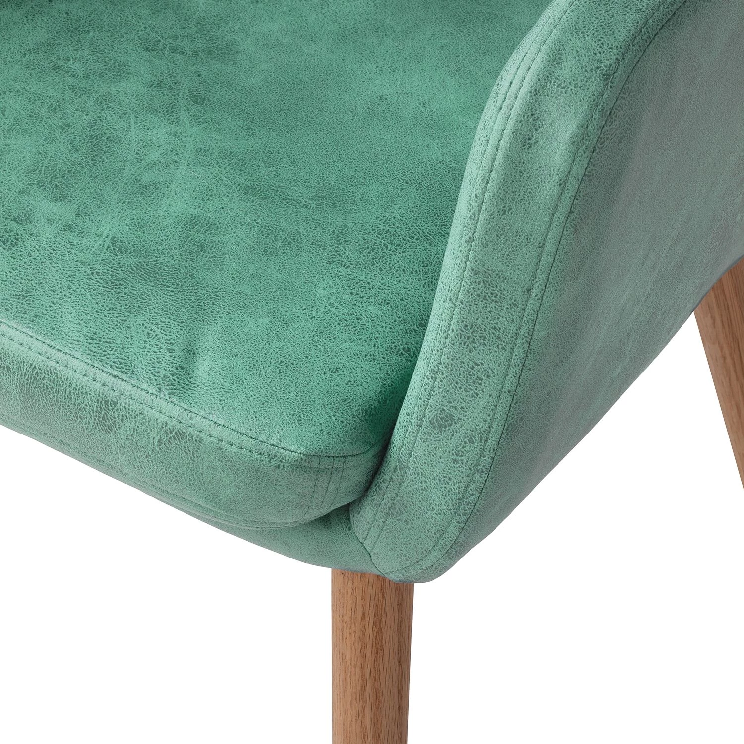 Mørteens Chaise à accoudoirs Leedy IV - Imitation cuir / Chêne massif - Vert menthe - 1 chaise 6 Mørteens Chaise à accoudoirs Leedy IV - Imitation cuir / Chêne massif - Vert menthe - 1 chaise – Image 6