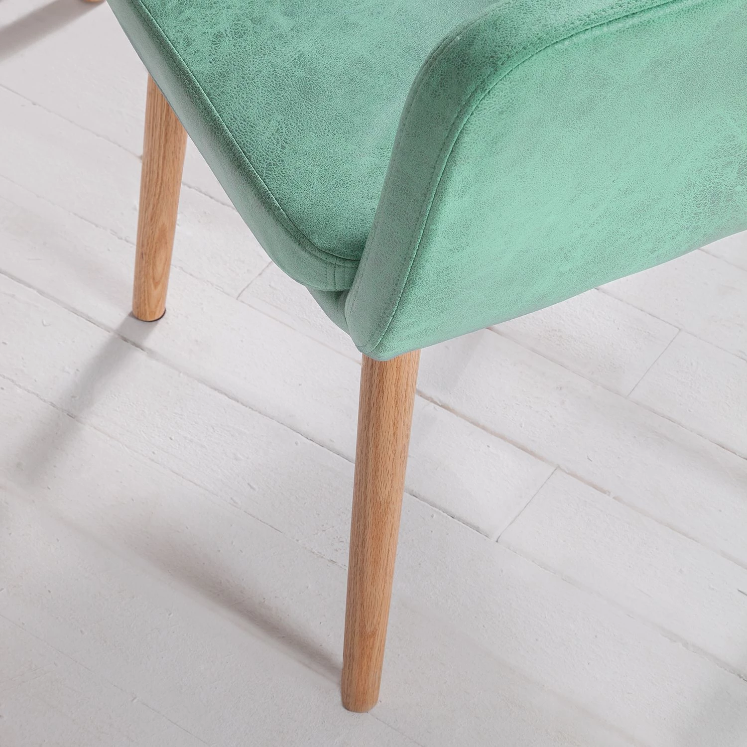 Mørteens Chaise à accoudoirs Leedy IV - Imitation cuir / Chêne massif - Vert menthe - 1 chaise 9 Mørteens Chaise à accoudoirs Leedy IV - Imitation cuir / Chêne massif - Vert menthe - 1 chaise – Image 9