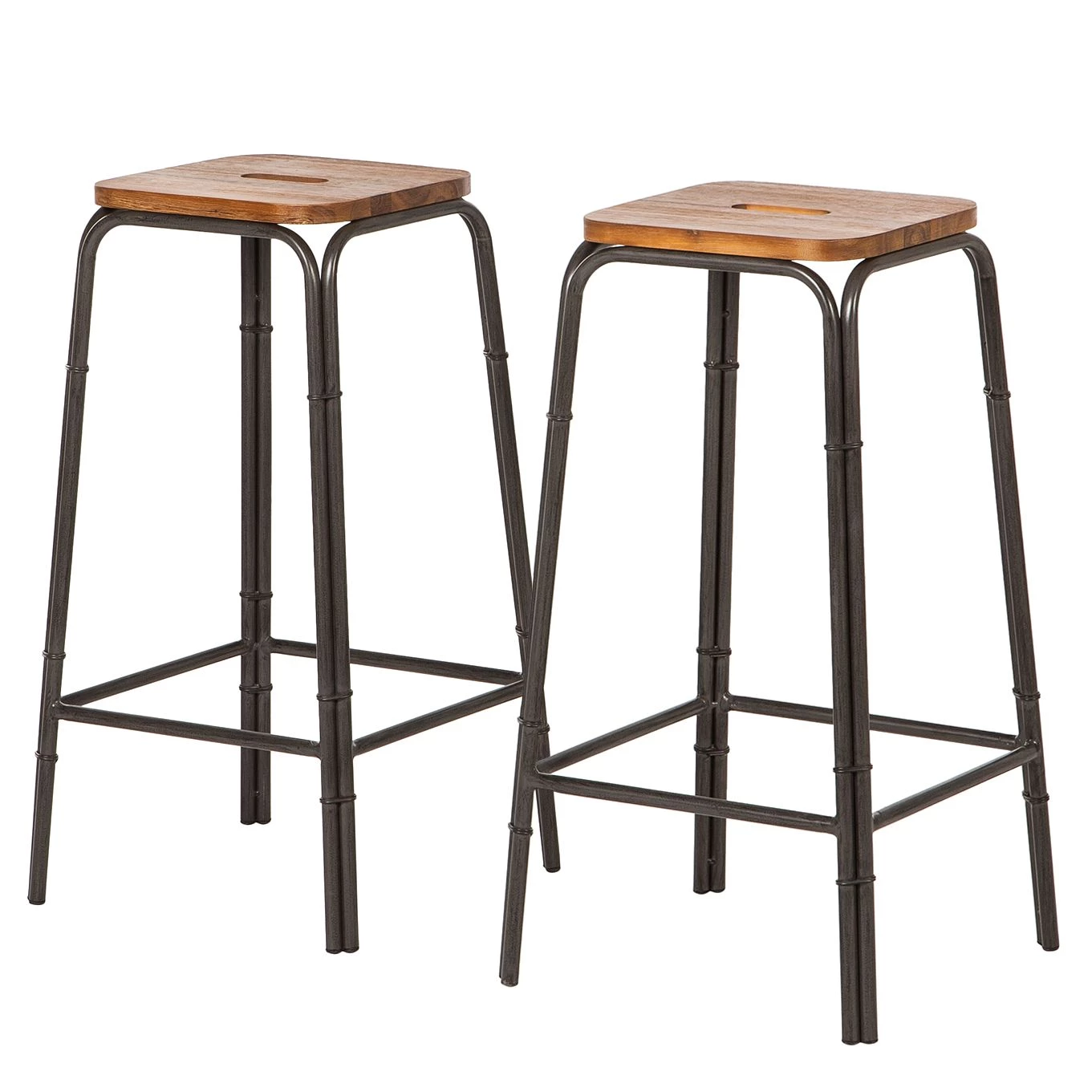 Ars manufacti Tabourets de bar Atelier (lot de 2) - Acacia massif /Métal 1 Ars manufacti Tabourets de bar Atelier (lot de 2) - Acacia massif /Métal
