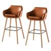 Mørteens Chaises de bar Nicholas I - Imitation cuir / Chêne massif - Marron vintage - Lot de 2