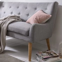 Mørteens Banquette Kamma (2 places) - Tissu / Chêne massif - Gris / Chêne -ÉcoMaison Soldes 1000016145 180809 09305902 GALLERYIMAGES P000000001000016145