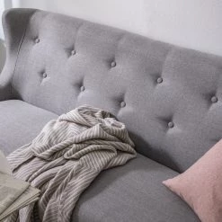 Mørteens Banquette Kamma (2 places) - Tissu / Chêne massif - Gris / Chêne -ÉcoMaison Soldes 1000016145 180809 09310004 GALLERYIMAGES P000000001000016145