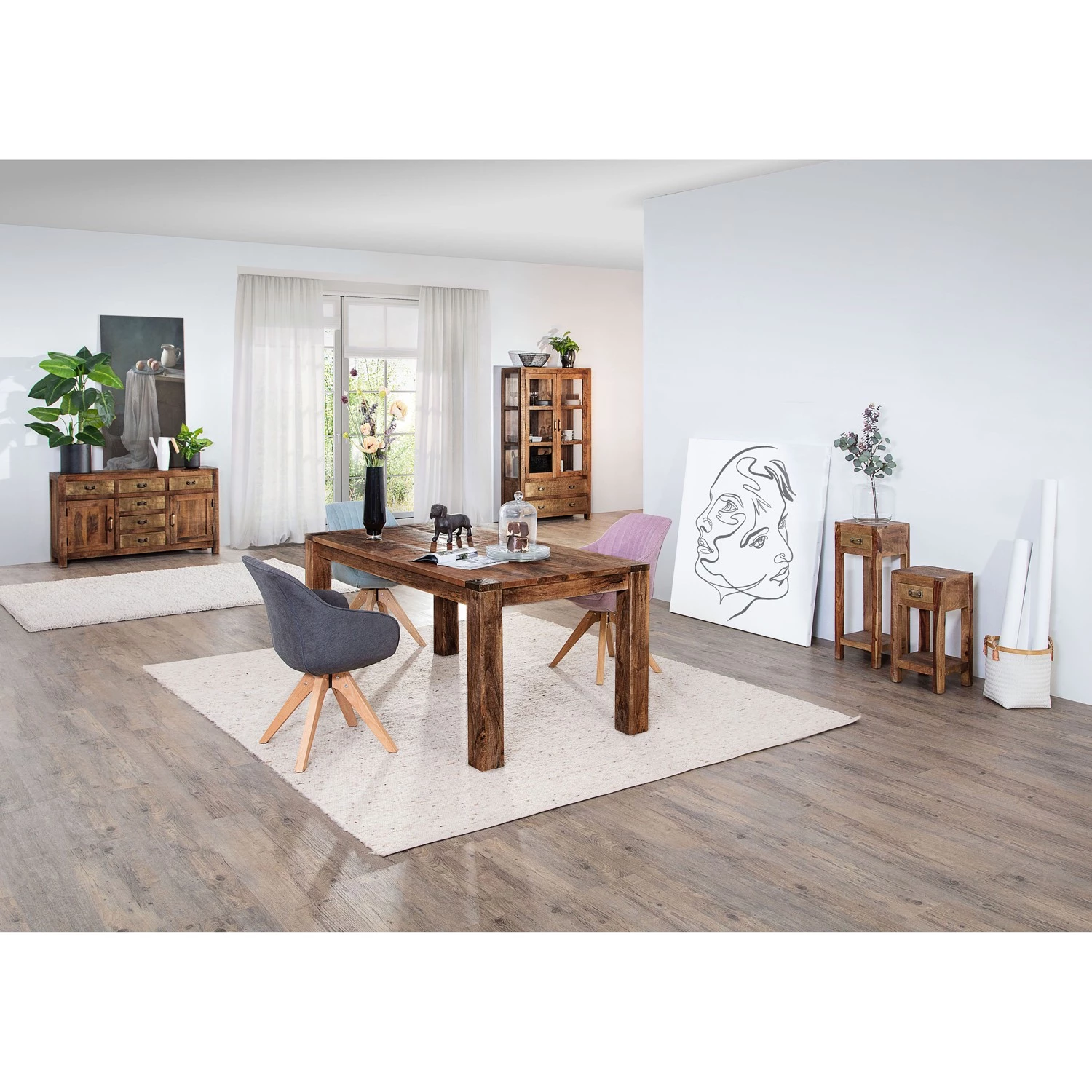 Mørteens Chaise à accoudoirs Ermelo I - rotatif - Tissu / Chêne massif - Bleu clair - 1 set 4 Mørteens Chaise à accoudoirs Ermelo I - rotatif - Tissu / Chêne massif - Bleu clair - 1 set – Image 4