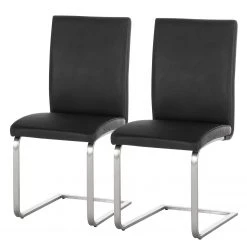 Fredriks Chaises cantilever Augusta I (lot de 2) - Cuir Aude: Noir - Sans accoudoirs