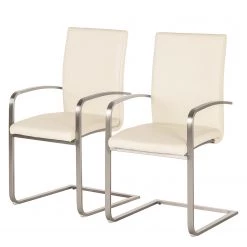 Fredriks Chaises cantilever Augusta I (lot de 2) - Cuir Aude: Créme - Avec accoudoirs
