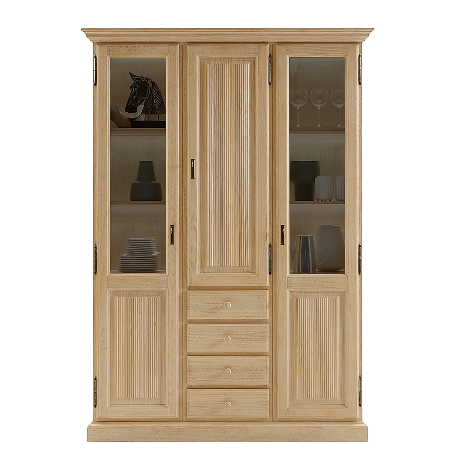 Ridgevalley Armoire vitrine Breddin II - Pin massif - Sans éclairage 1 Ridgevalley Armoire vitrine Breddin II - Pin massif - Sans éclairage