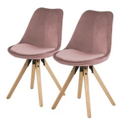 Mørteens Chaises capitonnées Aledas IV - Rose vieilli - Beige - Lot de 2