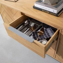 Ars manufacti Buffet Dharai - Placage en bois véritable / Métal - Chêne / Argenté -ÉcoMaison Soldes 1000117155 180827 07154703 GALLERYIMAGES P000000001000117155