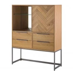 Ars manufacti Commode haute Dharai - Placage en bois véritable / Métal - Chêne / Argenté -ÉcoMaison Soldes 1000117156 180802 08243702 GALLERYIMAGES P000000001000117156