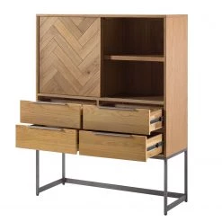 Ars manufacti Commode haute Dharai - Placage en bois véritable / Métal - Chêne / Argenté -ÉcoMaison Soldes 1000117156 180802 08243705 GALLERYIMAGES P000000001000117156