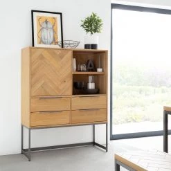 Ars manufacti Commode haute Dharai - Placage en bois véritable / Métal - Chêne / Argenté -ÉcoMaison Soldes 1000117156 180827 07154810 MOOD GALLERYIMAGES P000000001000117156 mood