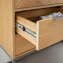 Ars manufacti Commode haute Dharai - Placage en bois véritable / Métal - Chêne / Argenté -ÉcoMaison Soldes 1000117156 180827 07154813 GALLERYIMAGES P000000001000117156