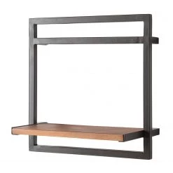 Ars manufacti Étagère murale Manchester - Acacia massif / Métal - Acacia / Anthracite - 40 x 40 cm