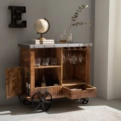 Ars manufacti Bar Kandar - Manguier massif / Métal - Manguier / Argenté -ÉcoMaison Soldes 1000117957 200821 11165200002 MOOD DETAILS P000000001000117957 mood