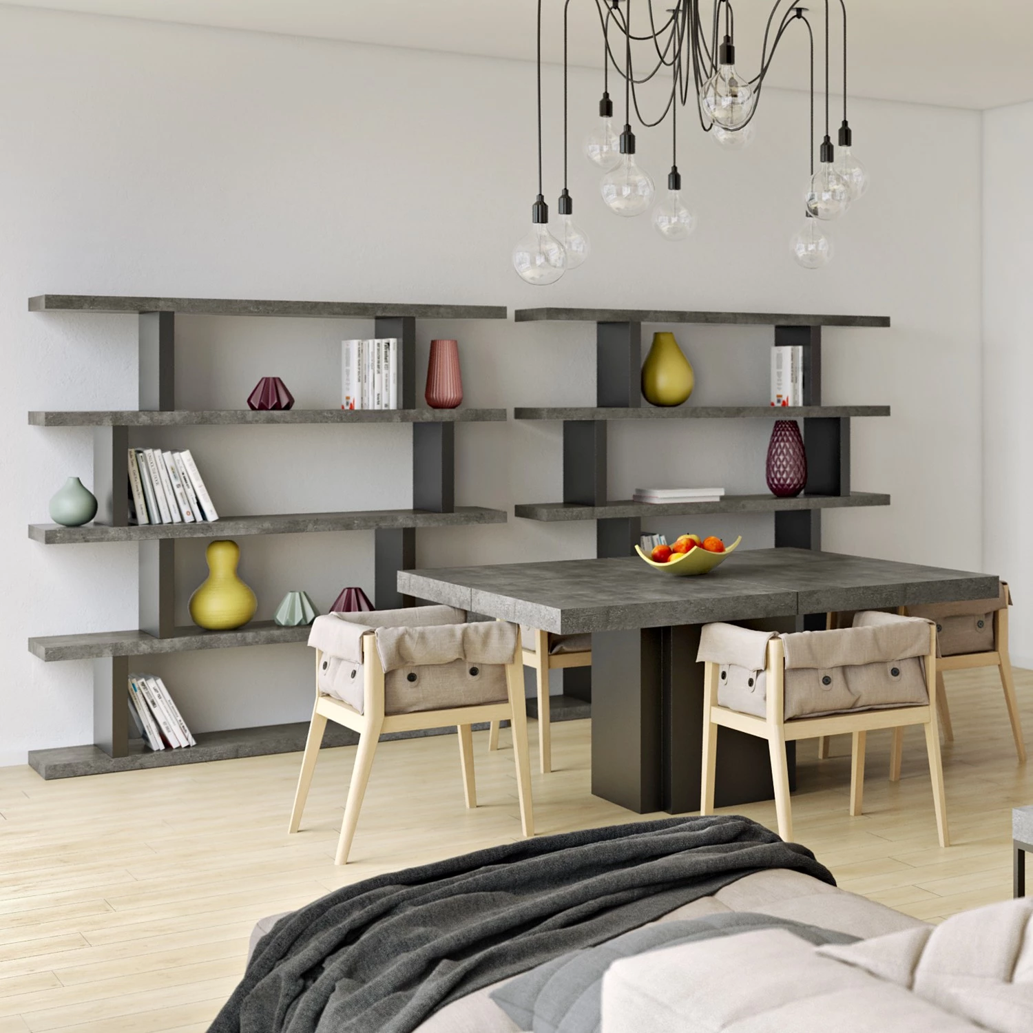 Temahome Étagère Detroit - Imitation béton / Noir mat - Hauteur : 172 cm 2 Temahome Étagère Detroit - Imitation béton / Noir mat - Hauteur : 172 cm – Image 2