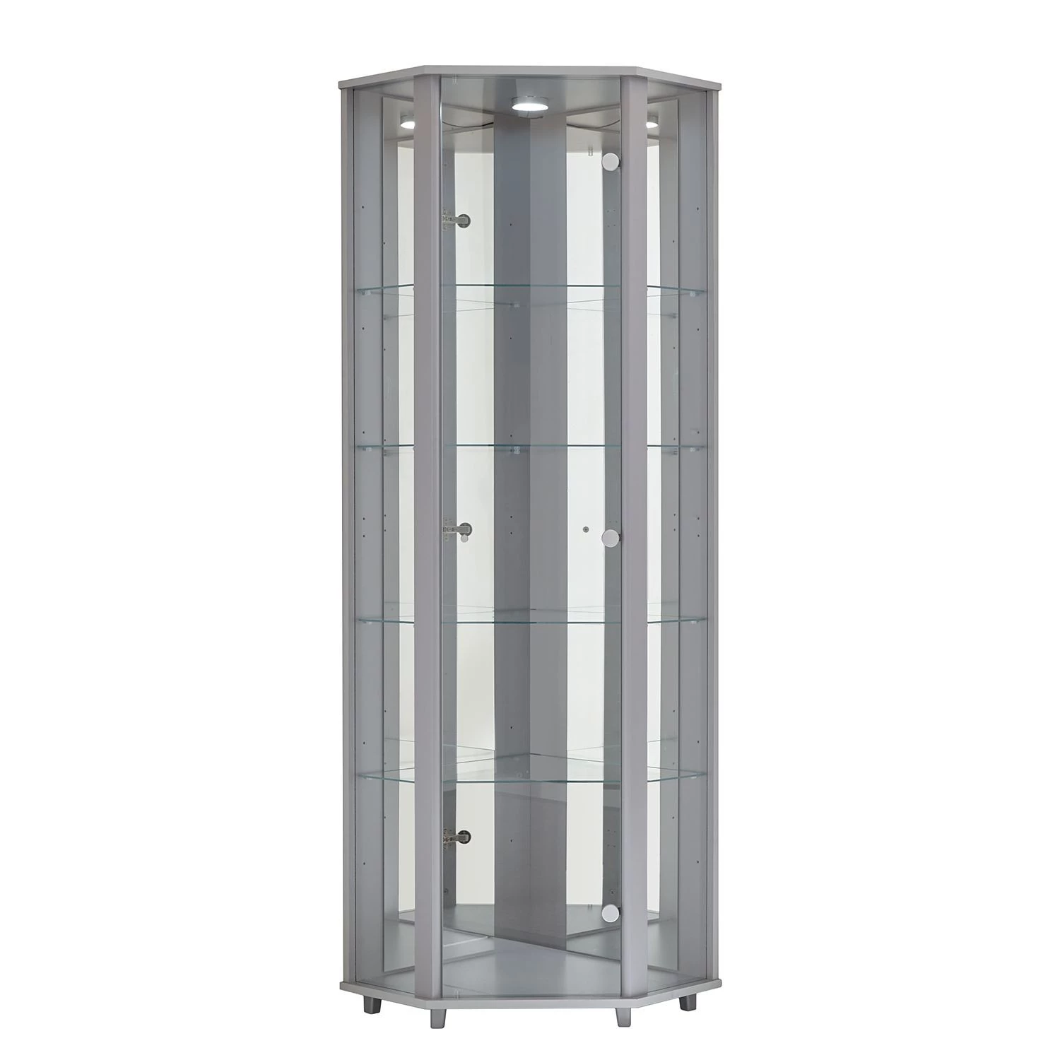 Fredriks Vitrine d'angle Amalia I - Éclairage inclus - Imitation hêtre - Argenté 1 Fredriks Vitrine d'angle Amalia I - Éclairage inclus - Imitation hêtre - Argenté