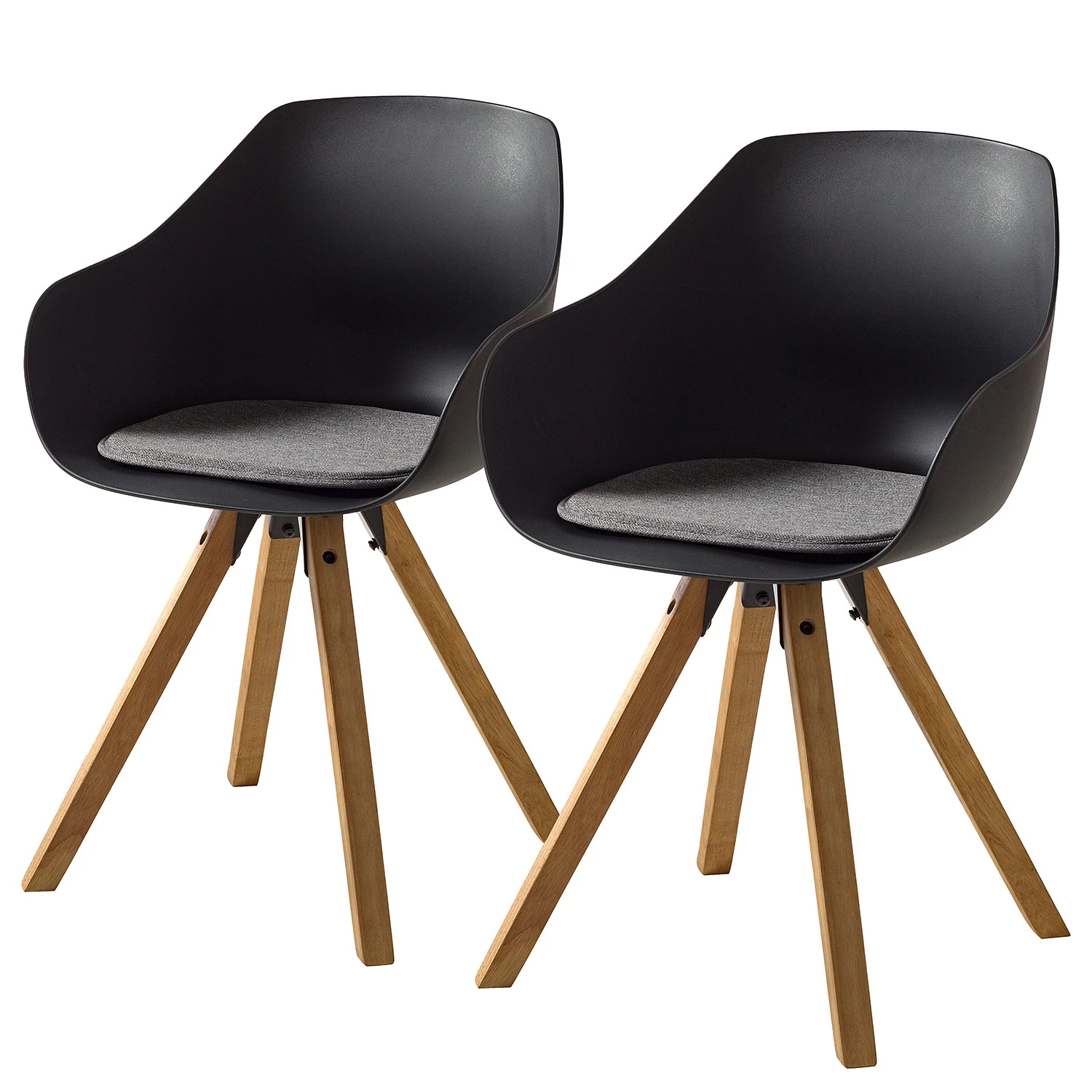 Mørteens Chaises à accoudoirs Skelde I - Matière plastique / Hévéa massif - Noir - Lot de 2 1 Mørteens Chaises à accoudoirs Skelde I - Matière plastique / Hévéa massif - Noir - Lot de 2