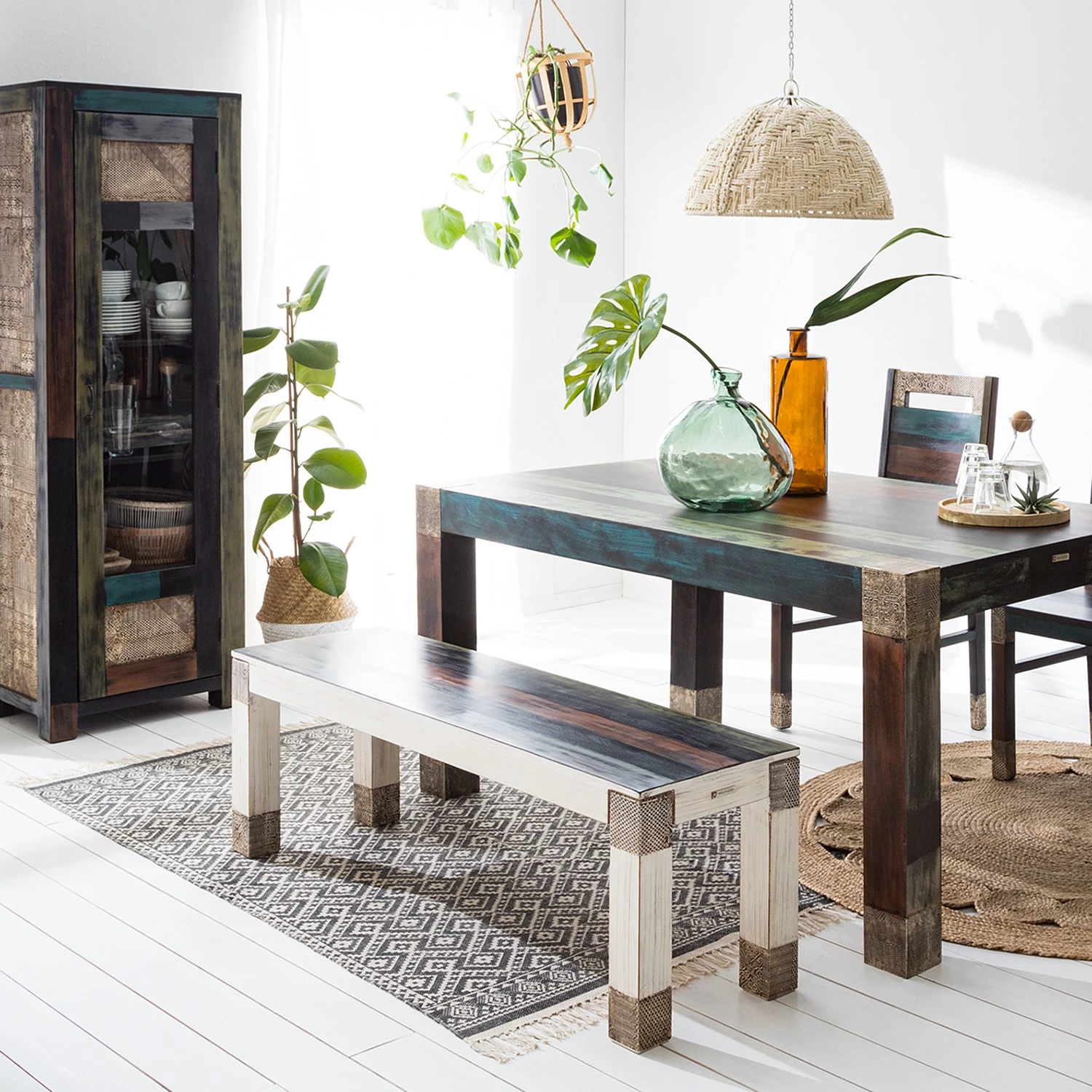 Wolf-Möbel Banc Goa White - Partiellement en manguier massif - Manguier vintage blanc 2 Wolf-Möbel Banc Goa White - Partiellement en manguier massif - Manguier vintage blanc – Image 2