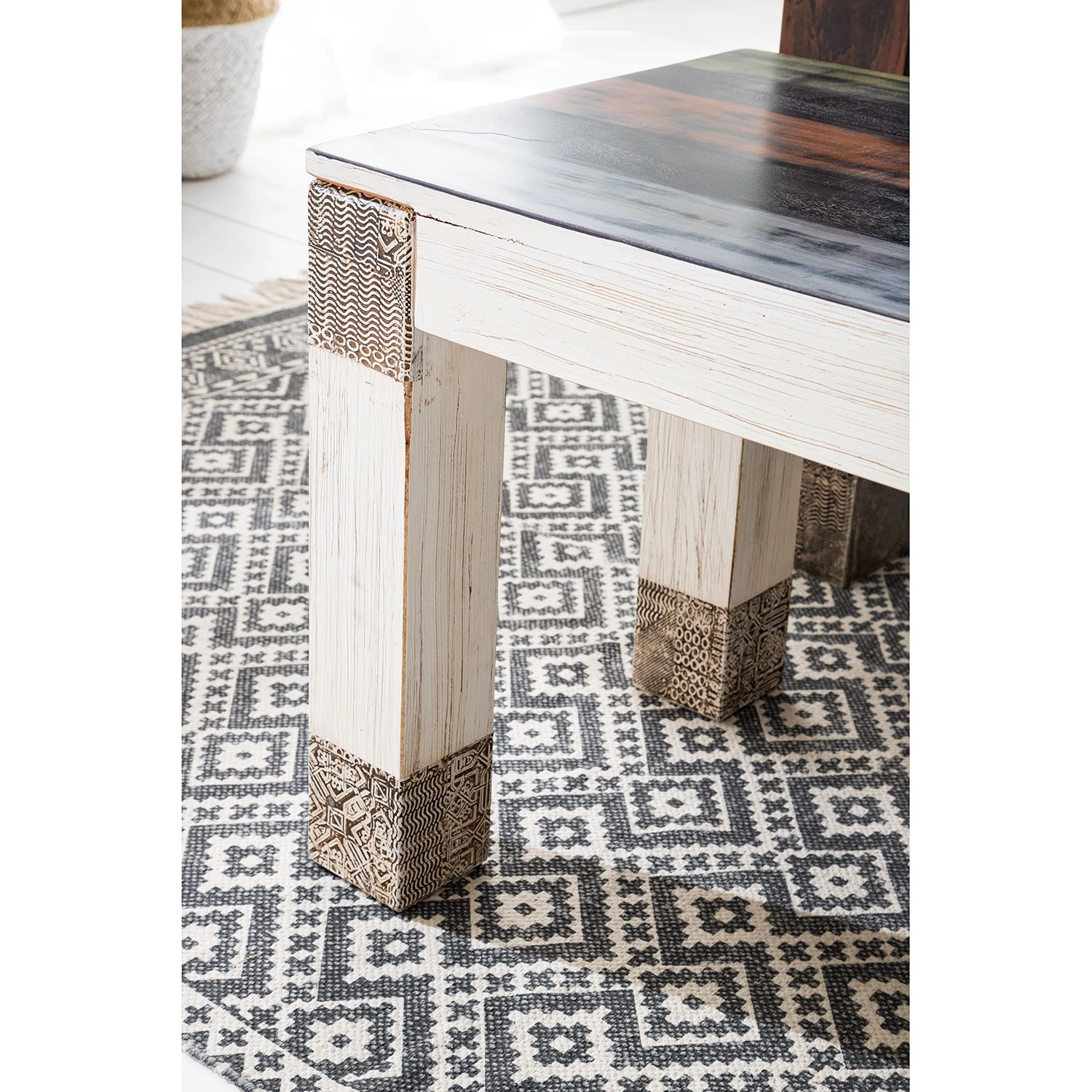 Wolf-Möbel Banc Goa White - Partiellement en manguier massif - Manguier vintage blanc 8 Wolf-Möbel Banc Goa White - Partiellement en manguier massif - Manguier vintage blanc – Image 8