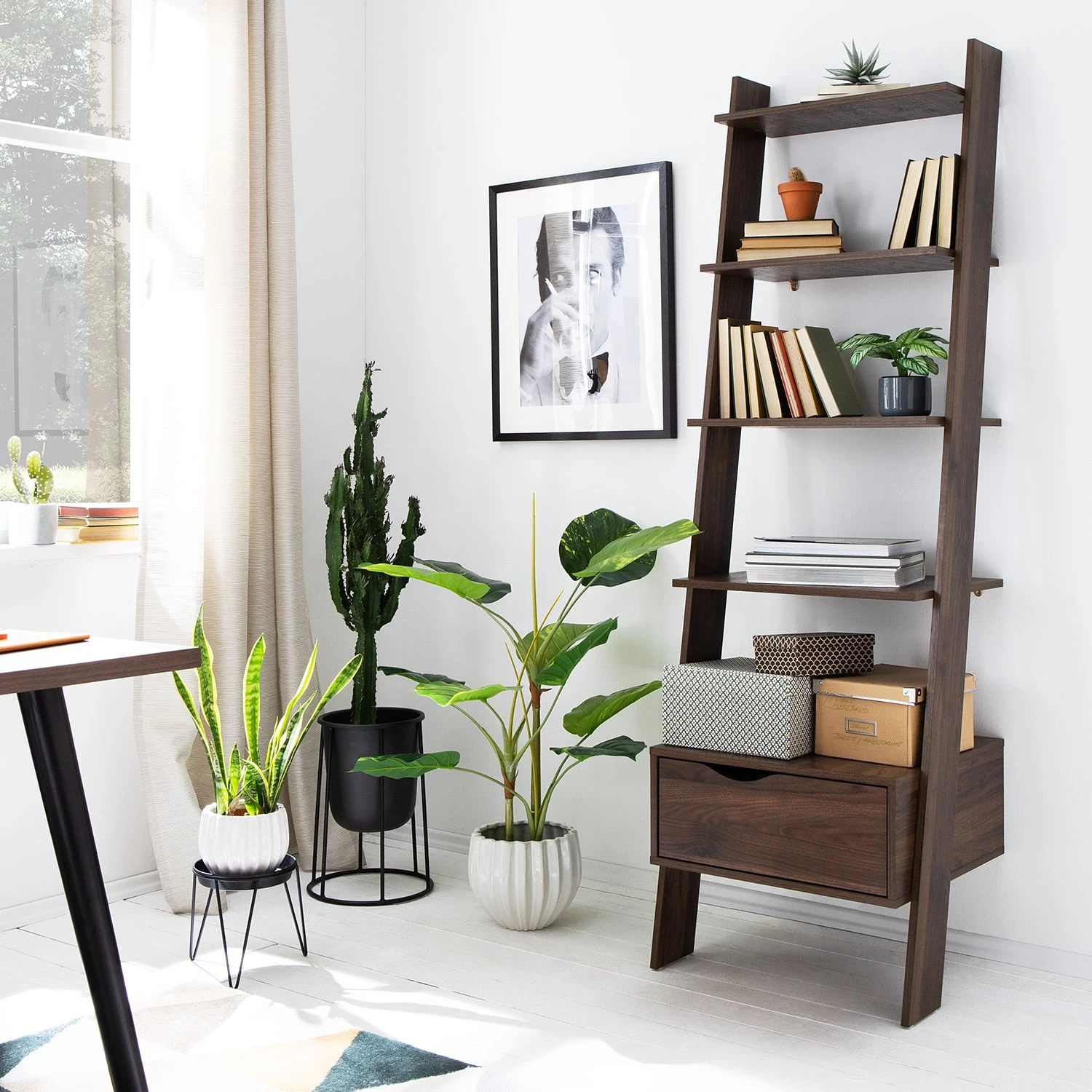 Mørteens Étagère Gjora - Partiellement en hévéa massif - Noyer 2 Mørteens Étagère Gjora - Partiellement en hévéa massif - Noyer – Image 2