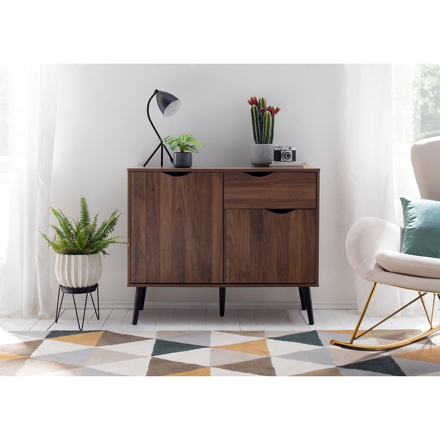 Mørteens Commode Gjora I - Partiellement en hévéa massif - Noyer 2 Mørteens Commode Gjora I - Partiellement en hévéa massif - Noyer – Image 2