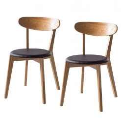 Mørteens Chaises Bogmoor (lot de 2) - imitation cuir / Frêne massif - Beige / Noir