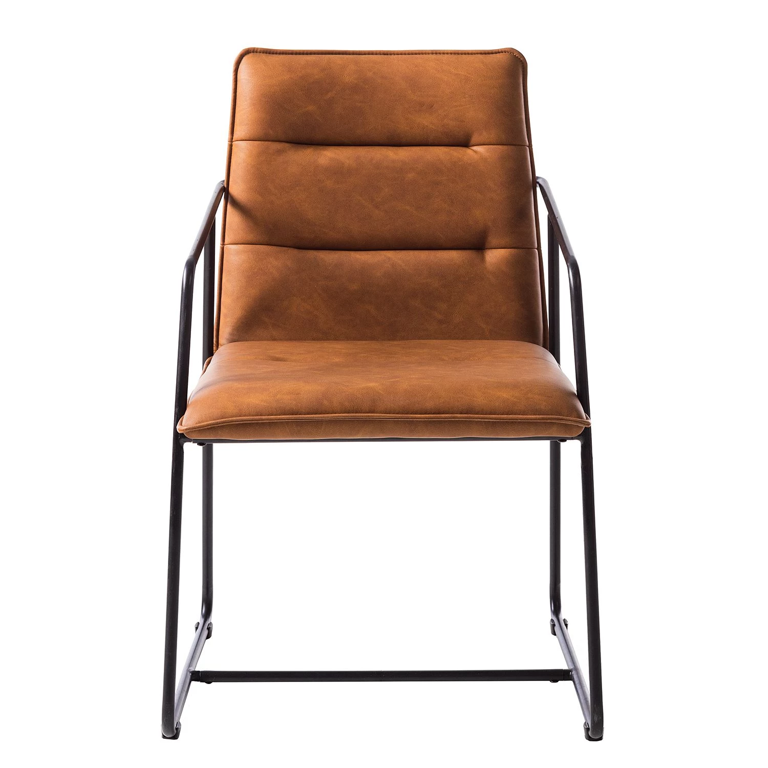 Ars manufacti Chaises à accoudoirs Bex - Imitation cuir / Métal - Marron / Noir 3 Ars manufacti Chaises à accoudoirs Bex - Imitation cuir / Métal - Marron / Noir – Image 3