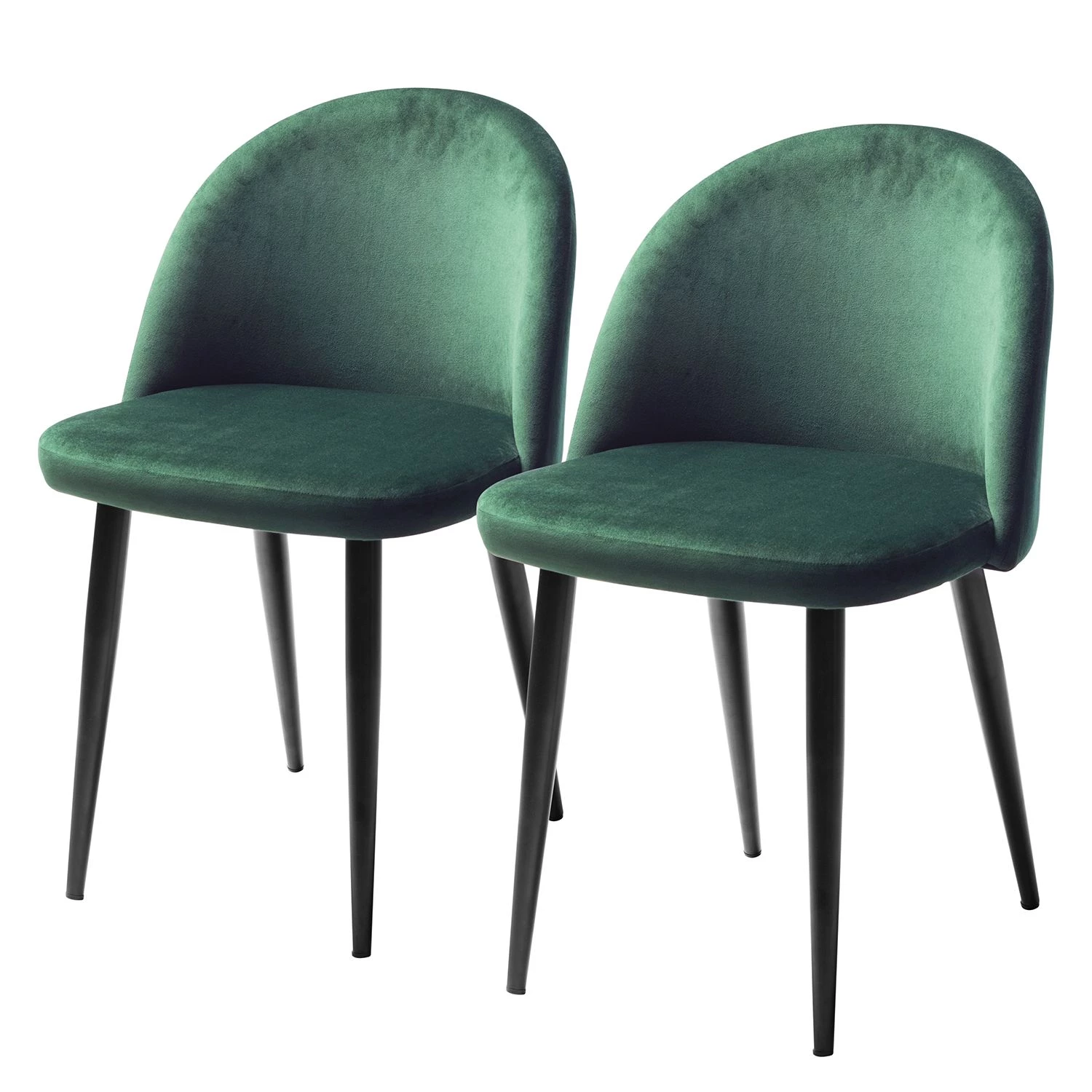 Jack & Alice Chaises capitonnées Jacklin (lot de 2) - Verre / Métal - Noir - Vert 1 Jack & Alice Chaises capitonnées Jacklin (lot de 2) - Verre / Métal - Noir - Vert