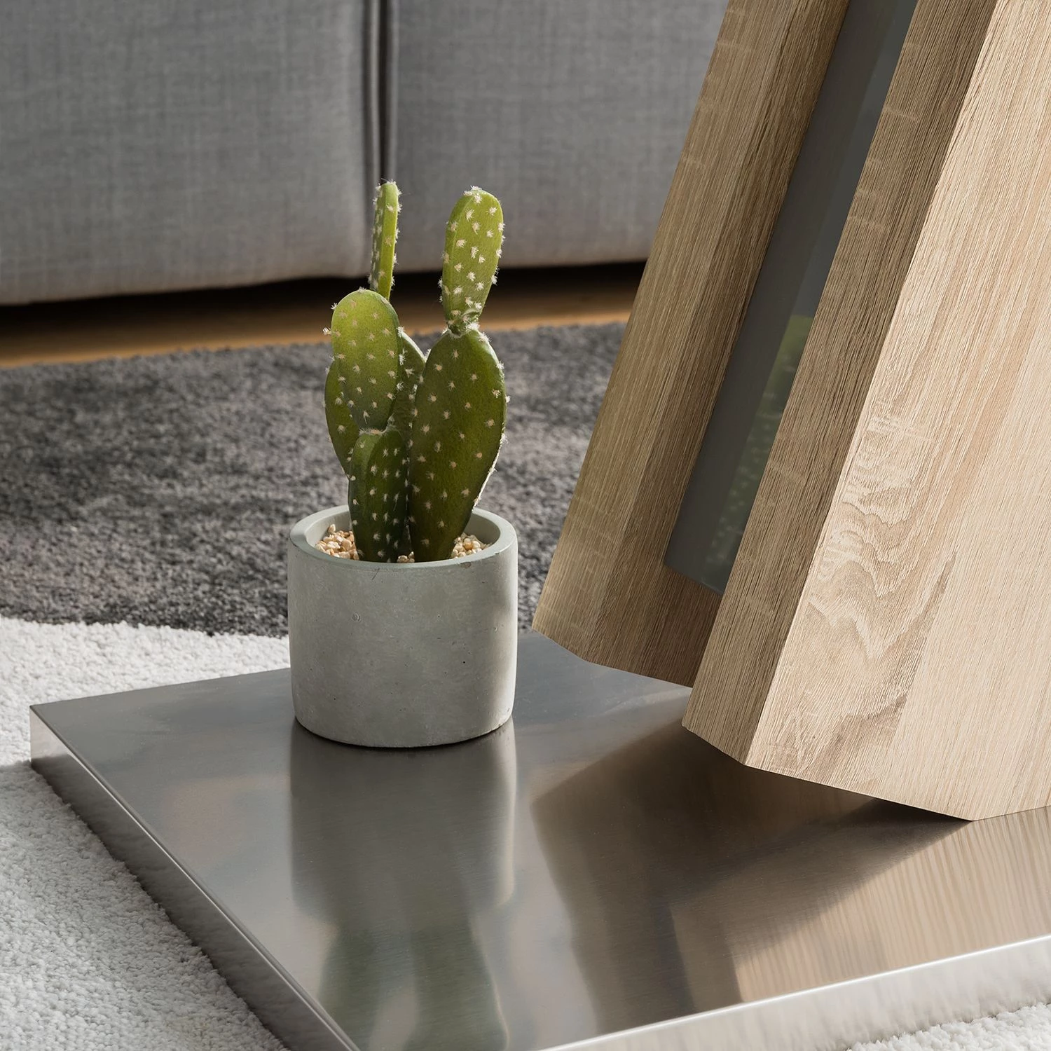 Fredriks Table basse Bleik - Verre de sécurité / Acier inoxydable - Imitation chêne / Argenté 6 Fredriks Table basse Bleik - Verre de sécurité / Acier inoxydable - Imitation chêne / Argenté – Image 6