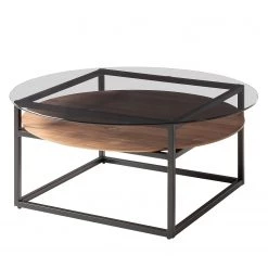 Studio Copenhagen Table basse Sumstad - Verre fumé / Métal - Noyer / Noir