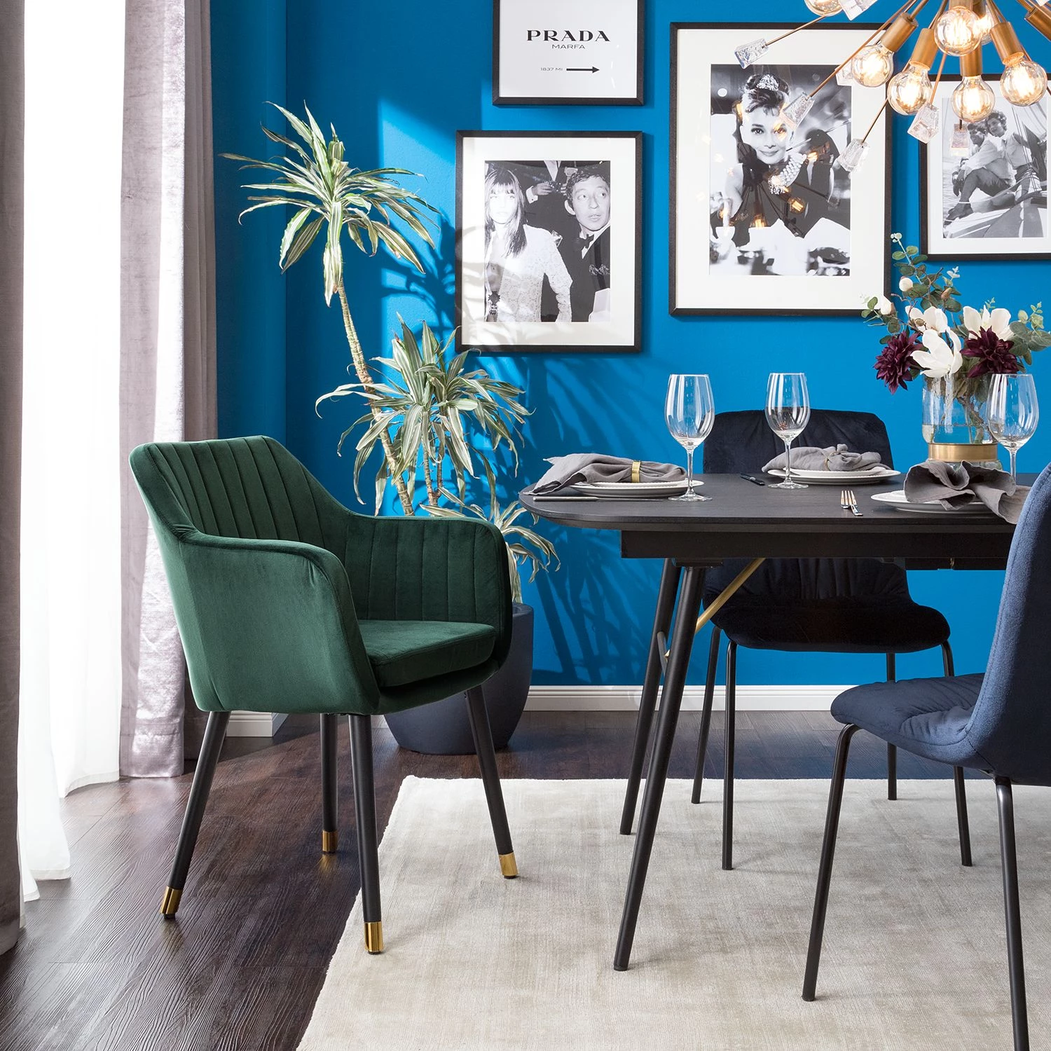 Jack & Alice Chaise avec accoudoirs Leezy G - Chêne massif / Velours - Vert / Noir 2 Jack & Alice Chaise avec accoudoirs Leezy G - Chêne massif / Velours - Vert / Noir – Image 2