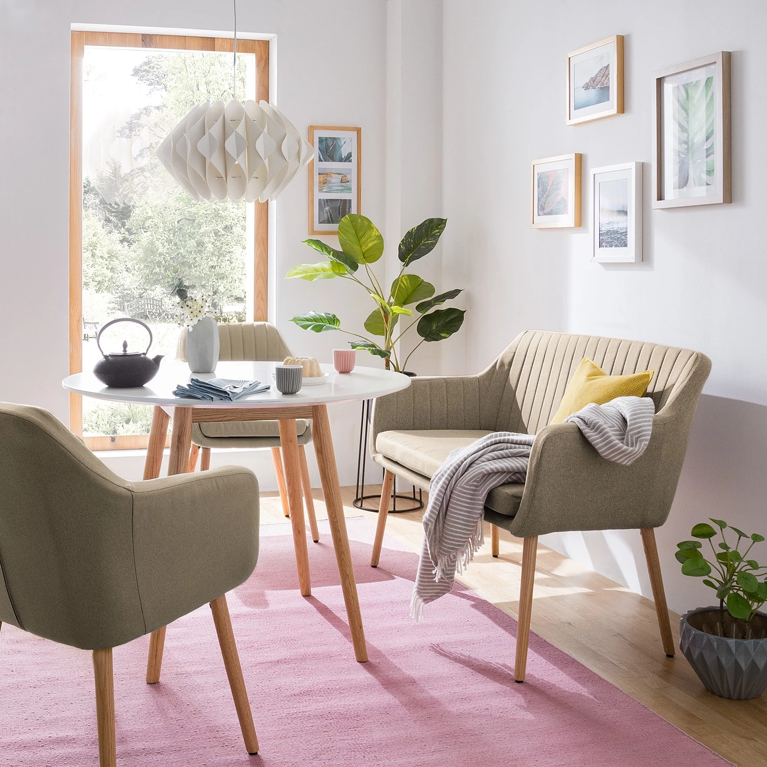 Mørteens Banquette Leedy - Chêne massif - Chêne - Beige chiné 2 Mørteens Banquette Leedy - Chêne massif - Chêne - Beige chiné – Image 2