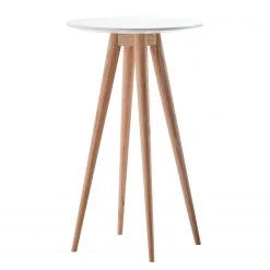 Mørteens Table haute Lindholm - Partiellement en chêne massif - Blanc mat / Chêne rouge