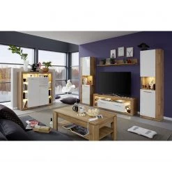 Trendteam Buffet haut Rock - Blanc brillant / Imitation chêne de Wotan -ÉcoMaison Soldes 1000128163 180905 10043848 MOOD GALLERYIMAGES P000000001000128163 mood