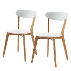 Norrwood Chaises Areia (lot de 2) - Partiellement en chêne massif - Blanc / Chêne