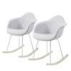 Norrwood Rocking chair Kevya II (lot de 2) - Tissu / Frêne massif - Gris clair / Frêne