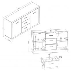 Loftscape Buffet Hagby - Imitation chêne / Blanc -ÉcoMaison Soldes 1000137094 220310 500 SKETCH DETAILS P000000001000137094 sketch