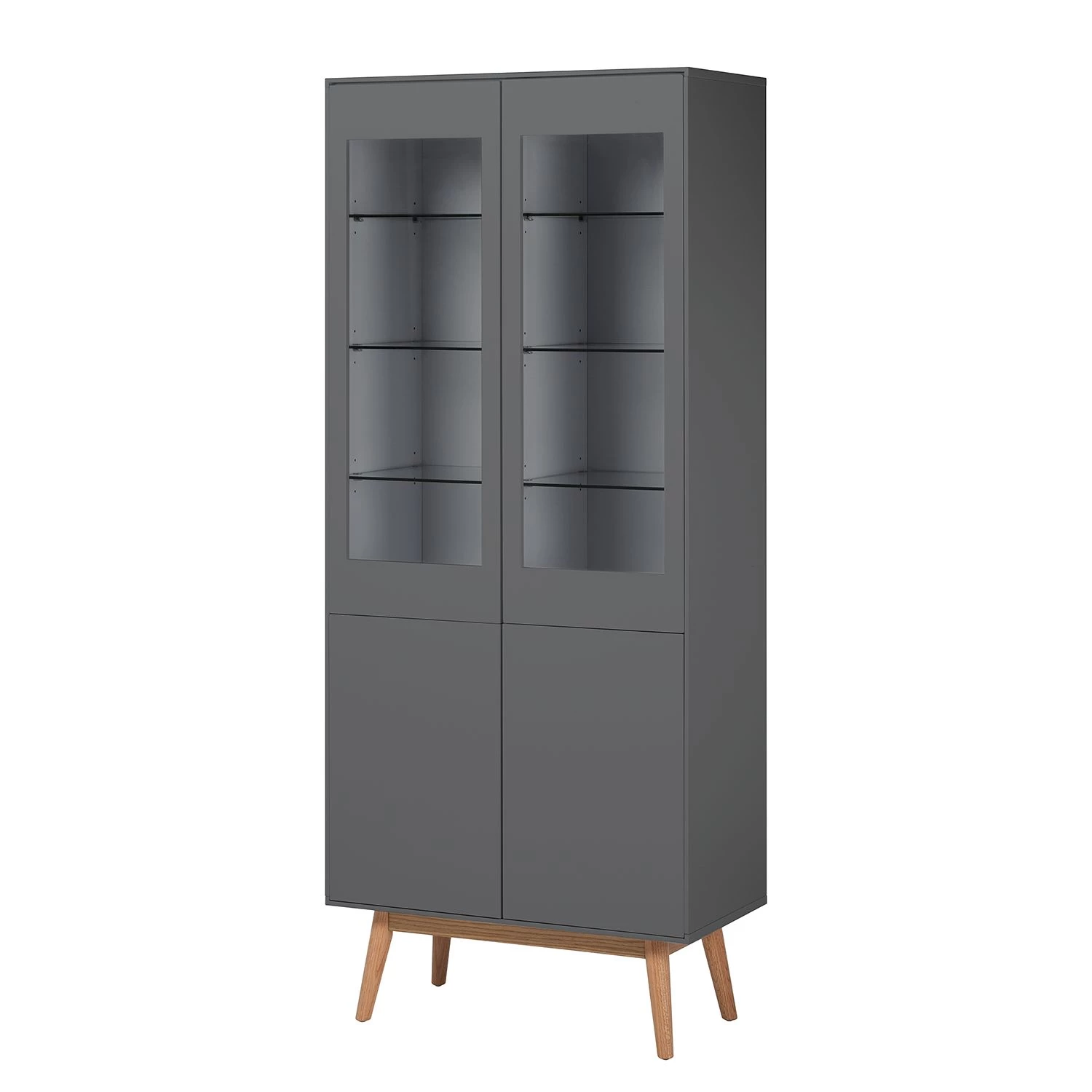 Mørteens Armoire vitrine Lindholm - Partiellement en chêne massif - Gris 1 Mørteens Armoire vitrine Lindholm - Partiellement en chêne massif - Gris