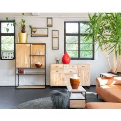 Red Living Étagère Mello IV - Acacia massif - Acacia naturel / Noir -ÉcoMaison Soldes 1000150345 181212 12361800006 MOOD GALLERYIMAGES P000000001000150345 mood