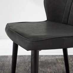 Ars manufacti Chaises Watson (lot de 2) - Imitation cuir / Acier - Noir - Gris vintage -ÉcoMaison Soldes 1000151924 190905 09335800038 DETAILS P000000001000151924