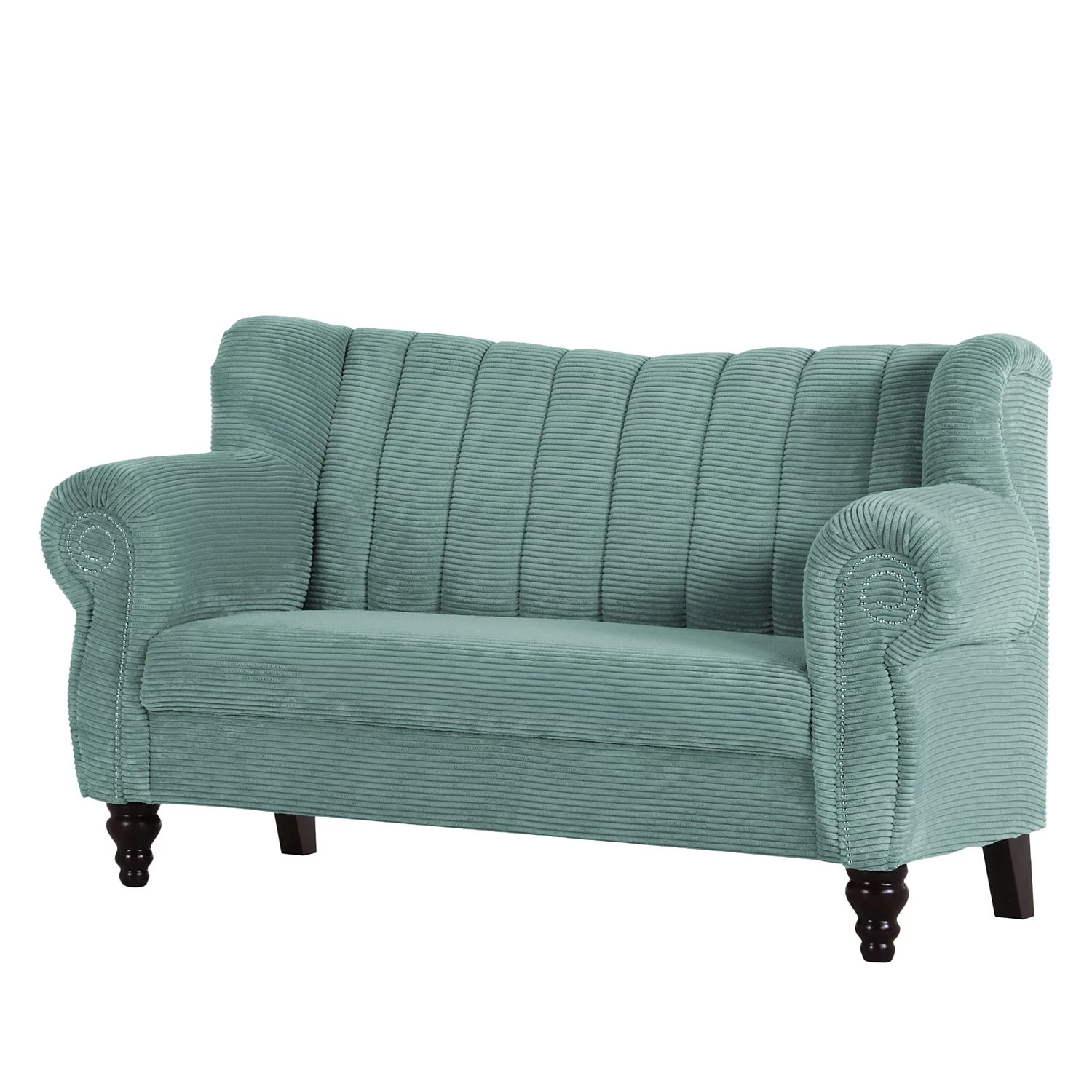 Red Living Banquette Picos (2 places) - Velours côtelé / Pin massif - Bleu Gris 1 Red Living Banquette Picos (2 places) - Velours côtelé / Pin massif - Bleu Gris