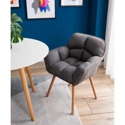 Mørteens Chaise à accoudoirs Lontras - Tissu / Chêne massif - Gris / Chêne -ÉcoMaison Soldes 1000159236 210323 15220401470 MOOD DETAILS P000000001000159236 mood