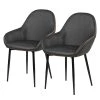 Ars manufacti Chaises à accoudoirs Kia (lot de 2) - Imitation cuir / Métal - Gris foncé / Noir