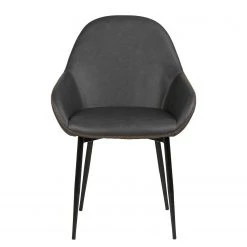 Ars manufacti Chaises à accoudoirs Kia (lot de 2) - Imitation cuir / Métal - Gris foncé / Noir -ÉcoMaison Soldes 1000163190 190315 15245400042 GALLERYIMAGES P000000001000163190