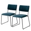 Ars manufacti Chaises Paulista (lot de 2) - Velours/ Métal - Bleu pétrole