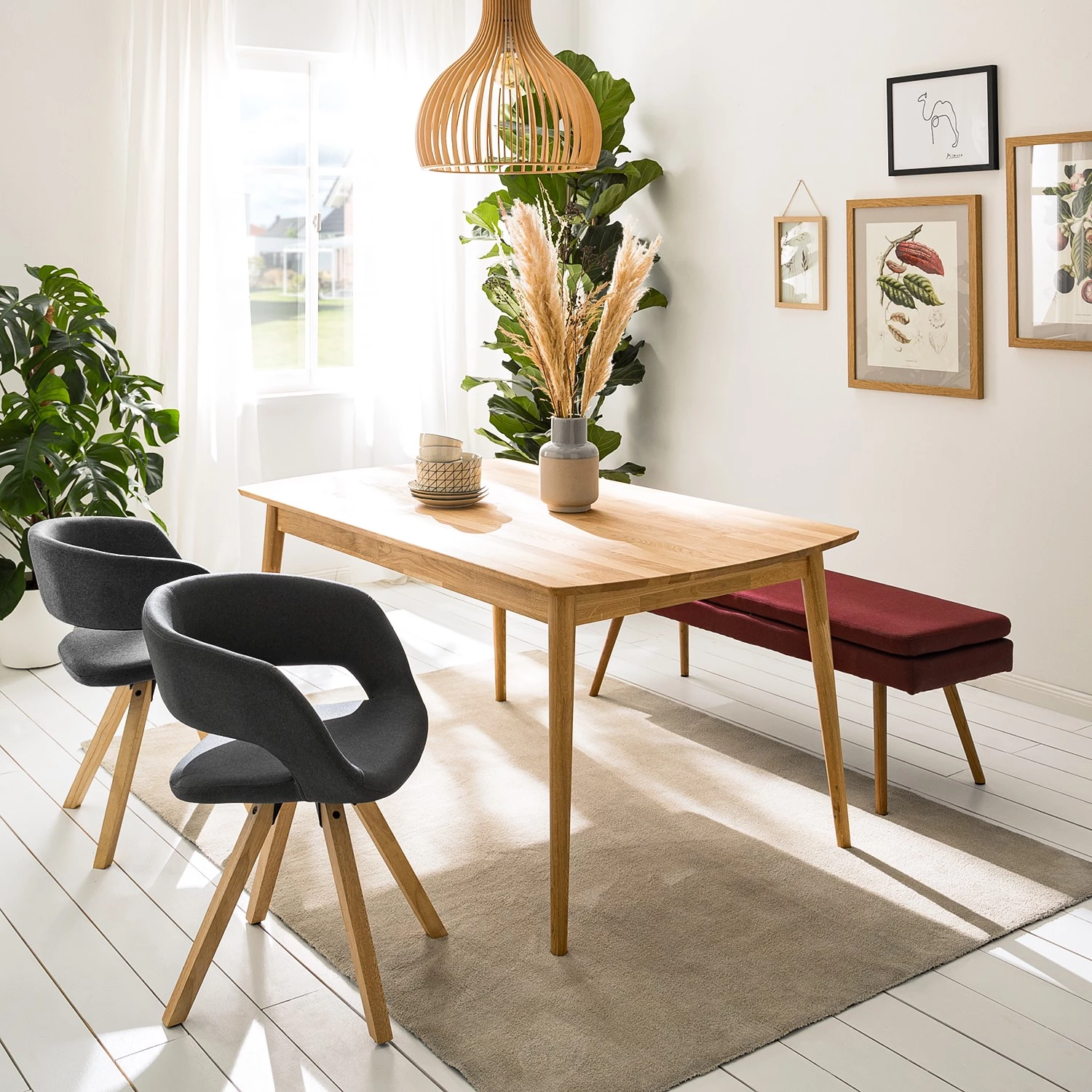 Mørteens Chaise à accoudoirs Buggio - Tissu / Hévéa massif - Tissu Cors: Gris foncé - 1 chaise 2 Mørteens Chaise à accoudoirs Buggio - Tissu / Hévéa massif - Tissu Cors: Gris foncé - 1 chaise – Image 2