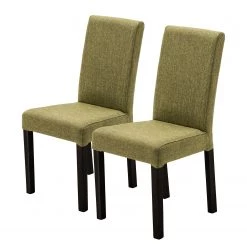 Ars Natura Chaises Flen II (lot de 2) - Tissu / Hêtre massif - Hêtre - Vert olive - Hêtre foncé